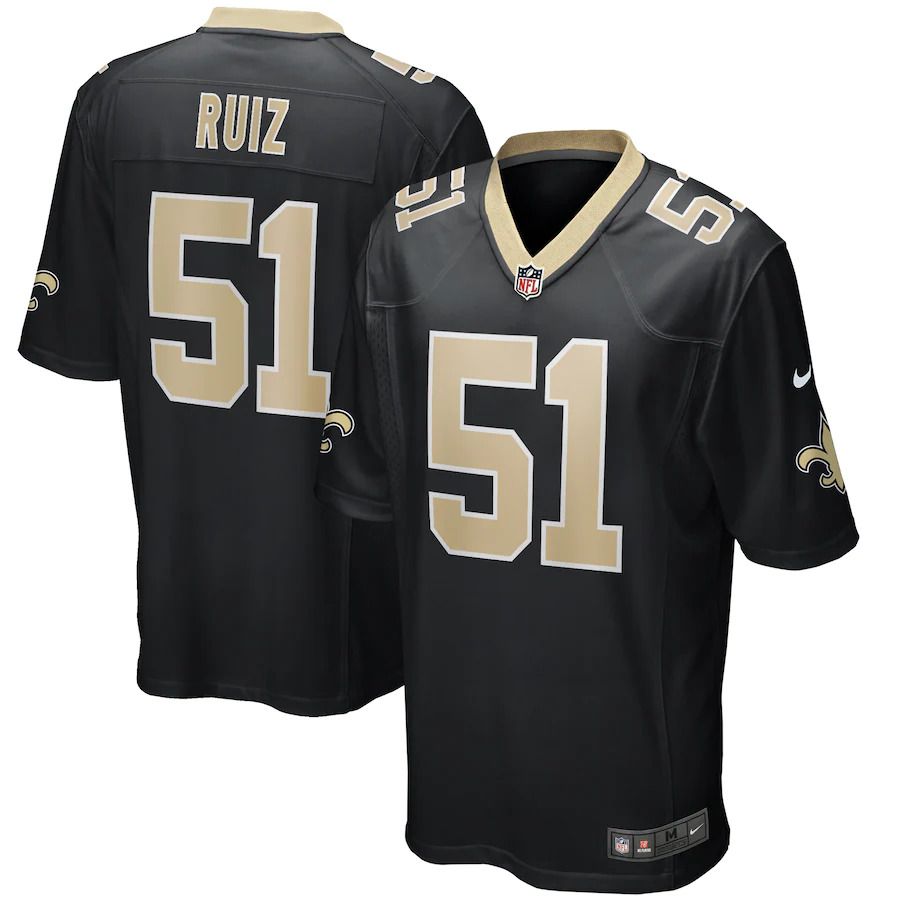 Men New Orleans Saints #51 Cesar Ruiz Nike Black Game NFL Jersey